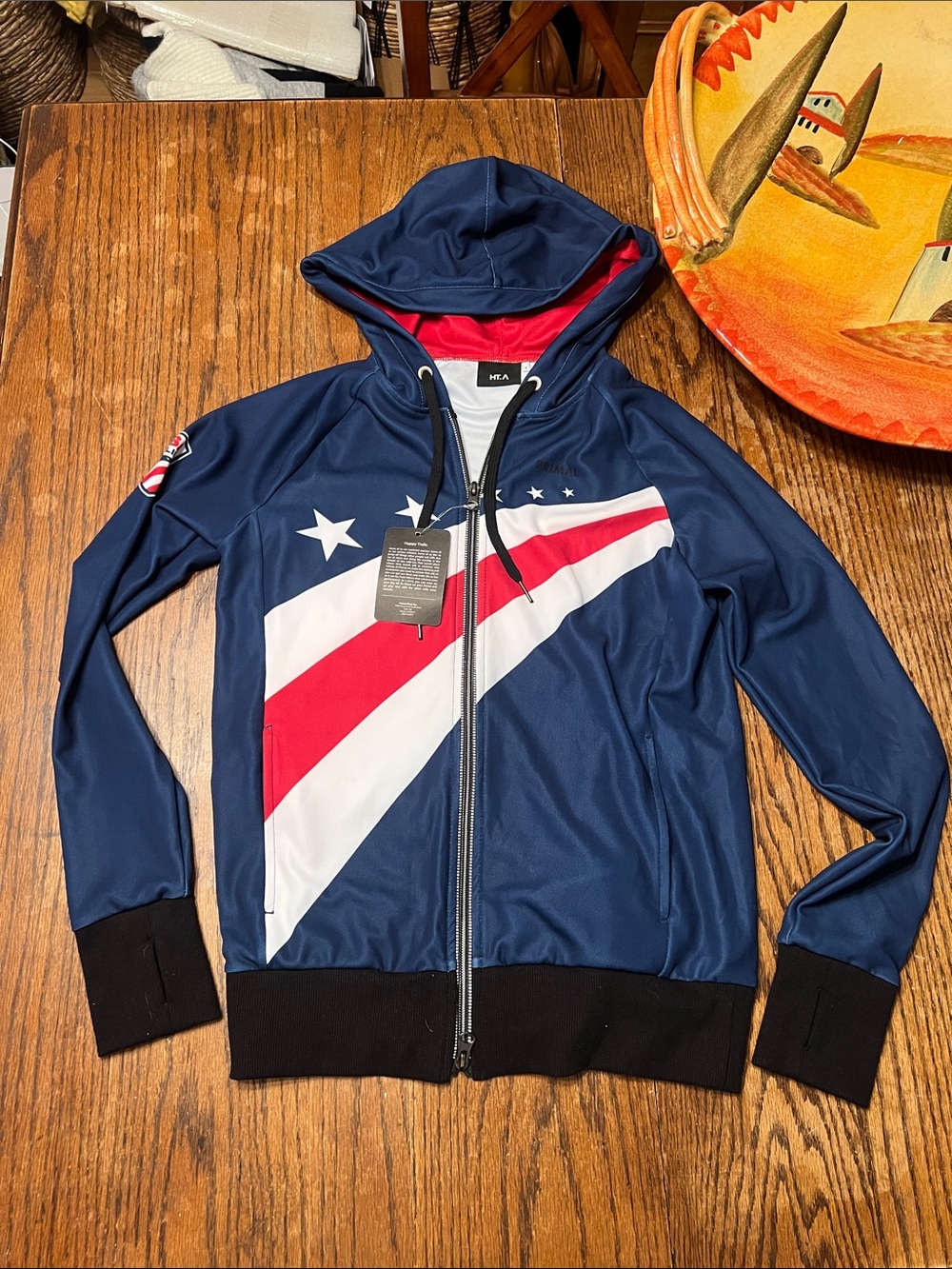 Primal Wear Happy Trails USA Cycling Jacket  HFA Men's Navy Hooded Zip